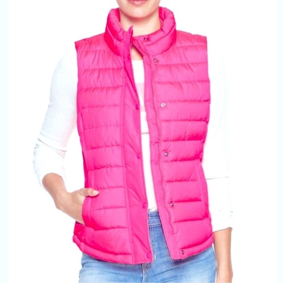 GAP Vibrant Pink Puffer Vest size Small New without tags never worn - Picture 2 of 5